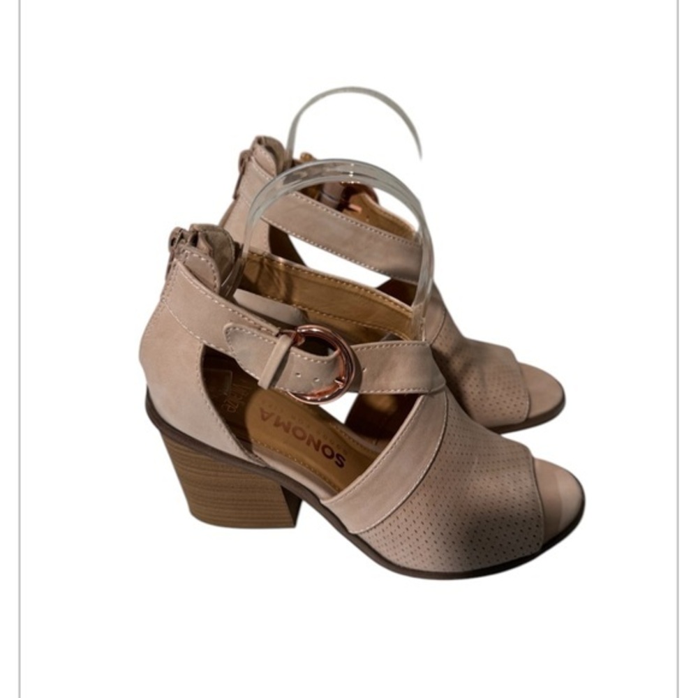 SONOMA Rose blush chunky heel bootie sandal size 7